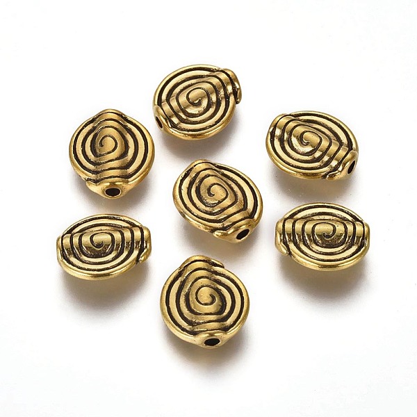 

PandaHall Tibetan Style Alloy Beads, Lead Free and Cadmium Free, Antique Golden, Flat Round, 11.5x4mm, Hole: 1.5mm. Alloy Flat Round
