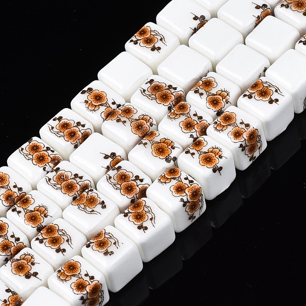 

PandaHall Handmade Porcelain Ceramic Beads Strands, Flower Printed, Cube, Dark Orange, 9x9x9mm, Hole: 2.5mm, about 36pcs/strand, 12.4 inches...
