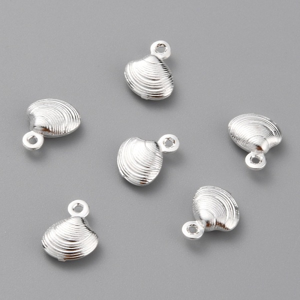

PandaHall Brass Pendants, Shell Shape, 925 Sterling Silver Plated, 10x8x3mm, Hole: 1mm Brass Shell Shape