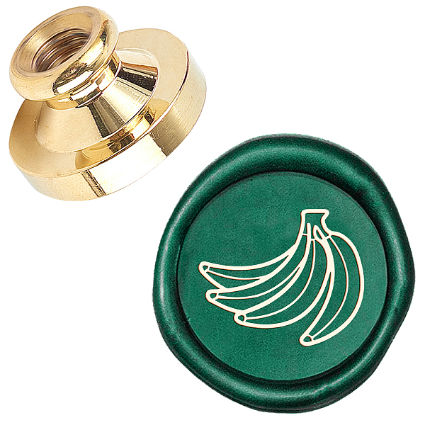 PandaHall DIY Scrapbook, Brass Wax Seal Stamp Head, Banana, Golden, 25x14mm Brass