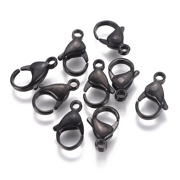 

PandaHall 304 Stainless Steel Lobster Claw Clasps, Parrot Trigger Clasps, Electrophoresis Black, 19~19.5x11.5x5mm, Hole: 2.5mm 304 Stainless...