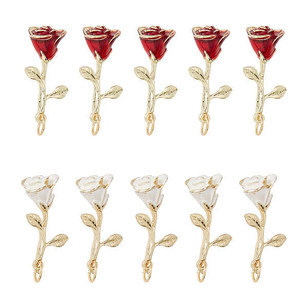 

PandaHall Unicraftale 20Pcs 2 Colors Alloy Enamel Pendants, with 304 Stainless Steel Jump Rings, Rose, Mixed Color, 26.5x13.5x8.5mm, Hole..., Multicolor
