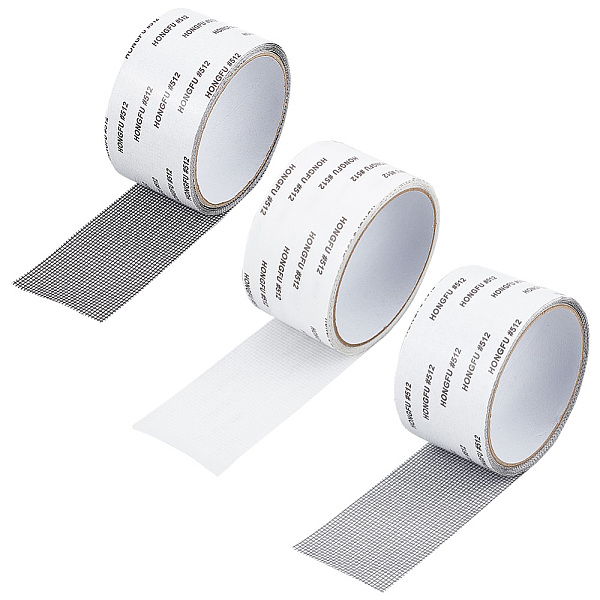 

PandaHall ARRICRAFT 3 Rolls 3 Colors Self-adhesive Plastic Window Screen Repair Tapes, Covering Mesh Tape for Covering Window Door Tears..., Multicolor