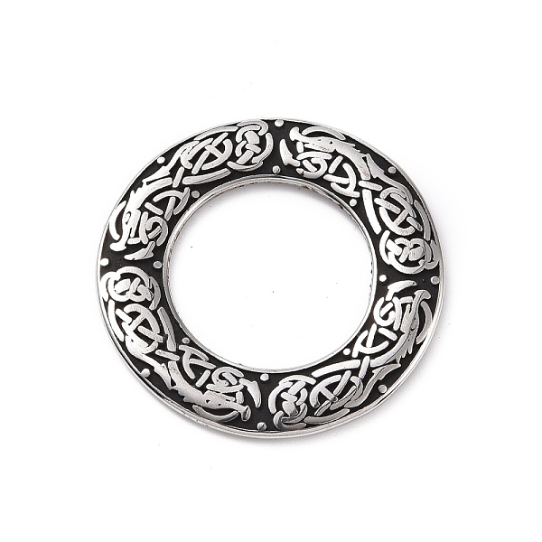 

PandaHall 304 Stainless Steel Linking Ring, Polished, Round Ring with Dragon Pattern, Antique Silver, 37.5x2mm Stainless Steel Ring