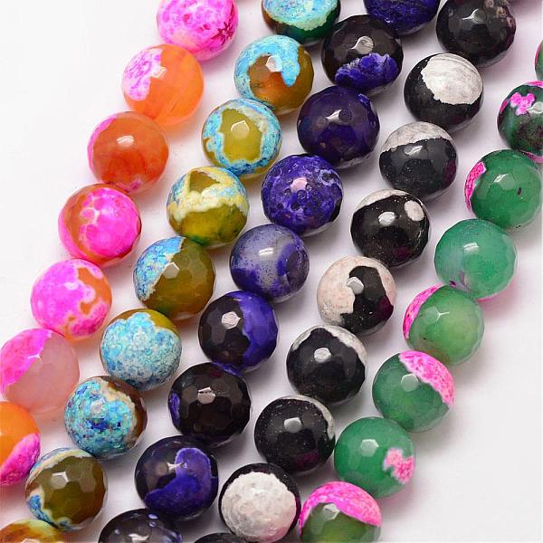 Natural Fire Crackle Agate Bead Strands