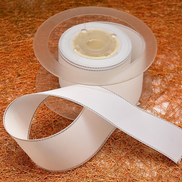

PandaHall Wide Wired Grosgrain Ribbon for Gift Packing, White, 1-1/2 inch(38mm), about 100yards/roll(91.44m/roll) Polyester None White