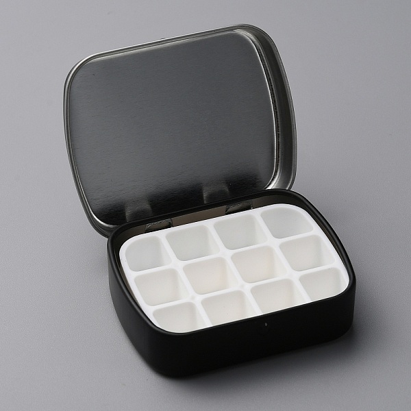 

PandaHall Iron Watercolor Paints & Nail Polish Tins Storage Box, with Plastic 12 Grids, for Nail Art Decoration, Art Painting Paints Storage..., Black