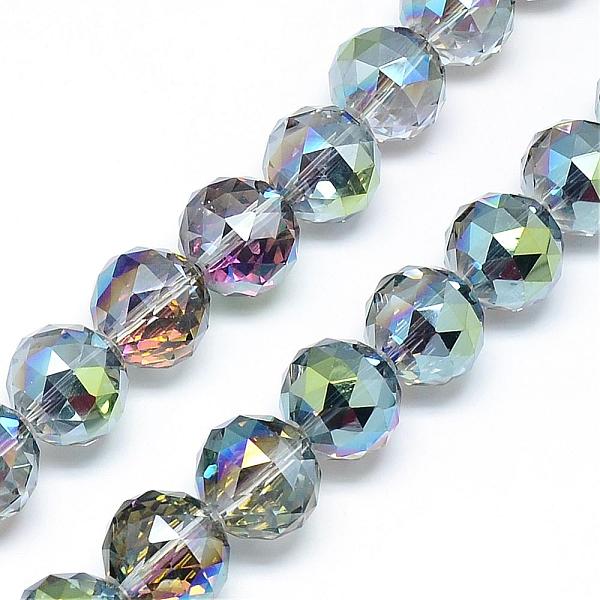 

PandaHall Electroplate Glass Bead Strands, Rainbow Plated, Faceted, Round, Colorful, 15~16x16mm, Hole: 2mm, about 50pcs/strand, 30 inch...