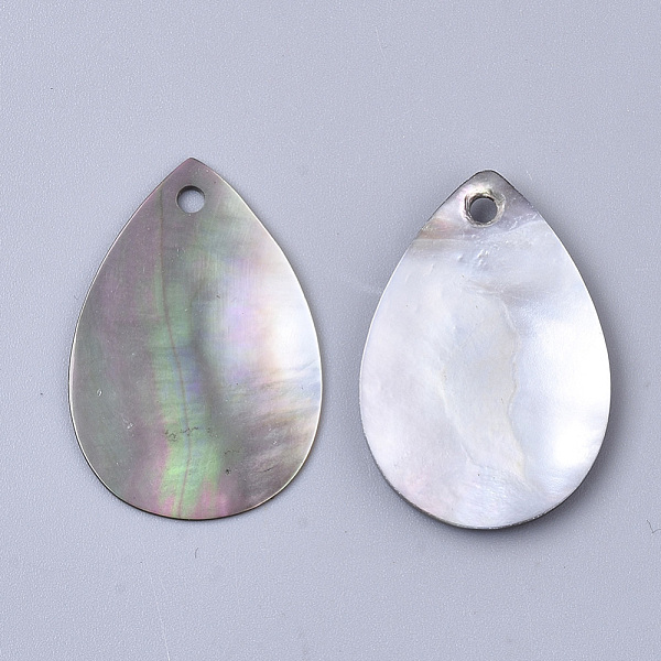 

PandaHall Black Lip Shell Pendants, Teardrop, Gray, 30x20x1~2mm, Hole: 2mm Black Lip Shell Teardrop Gray