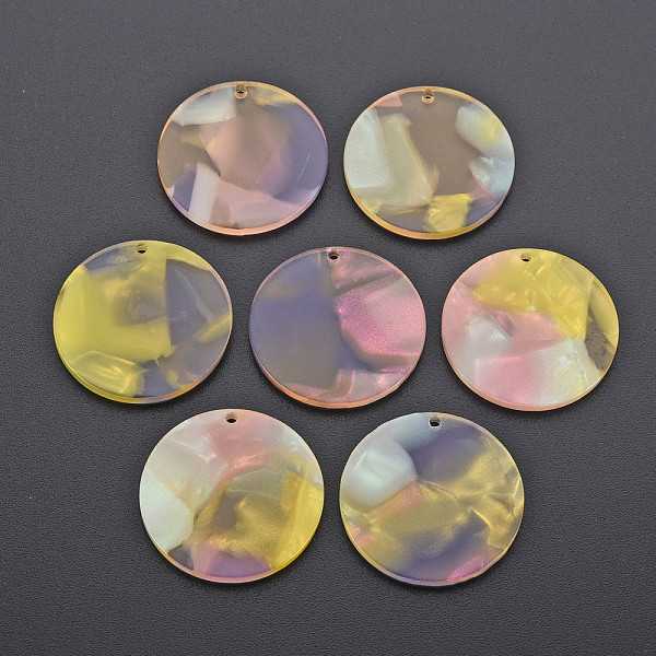 

PandaHall Cellulose Acetate(Resin) Pendants, Flat Round, Gold, 29.5x2.5mm, Hole: 1.6mm Cellulose Acetate Flat Round Gold