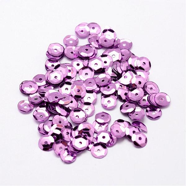 

PandaHall Plastic Paillette Beads, Semi-cupped Sequins Beads, Center Hole, Plum, 4x0.5mm, Hole: 1mm Plastic Disc Purple