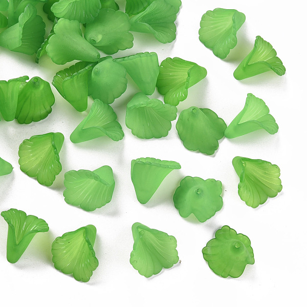 

PandaHall Transparent Acrylic Bead Caps, Trumpet Flower Beads, Frosted, Flower, Dark Sea Green, 18x18x17mm, Hole: 1.5mm, about 700pcs/500g...