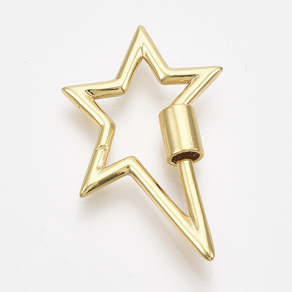 

PandaHall Brass Screw Carabiner Lock Charms, for Necklaces Making, Star, Mixed Color, 30x18x2~4mm Brass Star