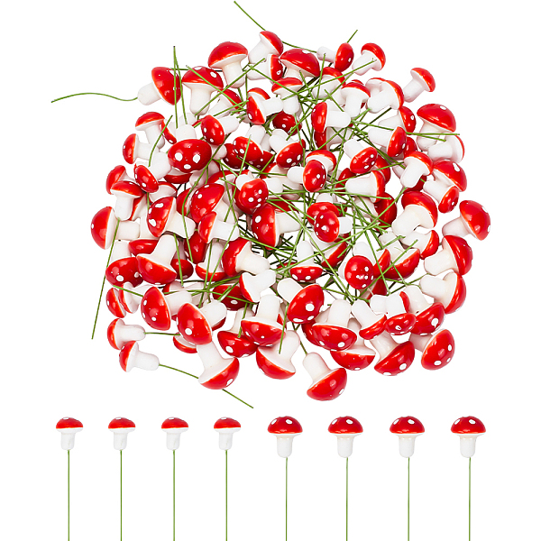 

PandaHall GOMAKERER 100 Pcs Foam Mushroom, Red Plastic Artificial Mushroom Fairy Garden Mushroom Mushroom Ornament for Garden Ornament...