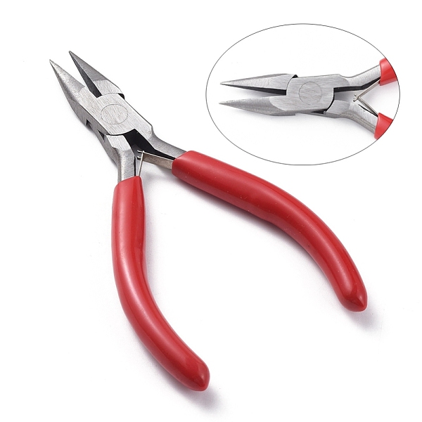 

PandaHall Jewelry Pliers, #50 Steel(High Carbon Steel) Short Chain Nose Pliers, Red, 135x55mm Carbon Steel Red