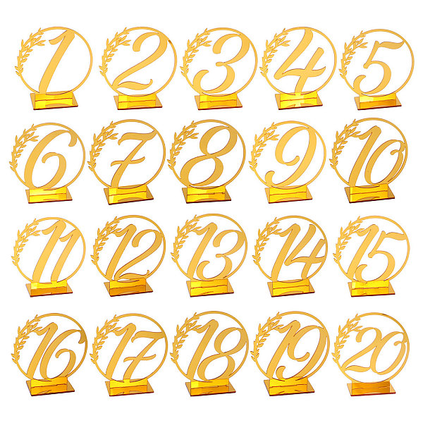 

PandaHall Acrylic Table Plate Display Decoration, for Wedding, Restaurant, Birthday Party Decorations, Number 1 to 20, Gold, Number...