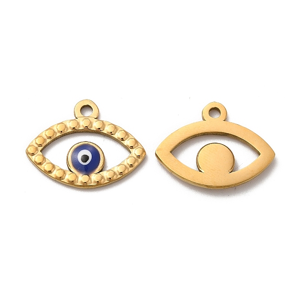 

PandaHall Vacuum Plating 201 Stainless Steel Pendants, with Enamel, Real 18K Gold Plated, Evil Eye, Real 18K Gold Plated, 18x23x2mm, Hole..., Blue