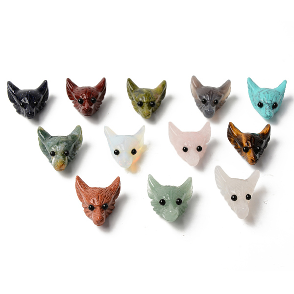 

PandaHall Natural & Synthetic Mixed Gemstone Pendants, Top Drilled Beads, with Black Onyx Eye, Wolf Head, 30.5x23.5x11.5~13mm, Hole: 2mm...