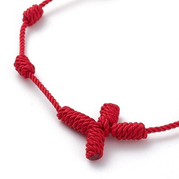 

PandaHall Unisex Adjustable Nylon Cord Braided Bead Bracelets, Knot, Cross, Red, Inner Diameter: 2-1/8~4-3/8 inch(5.3~11cm) Nylon Red