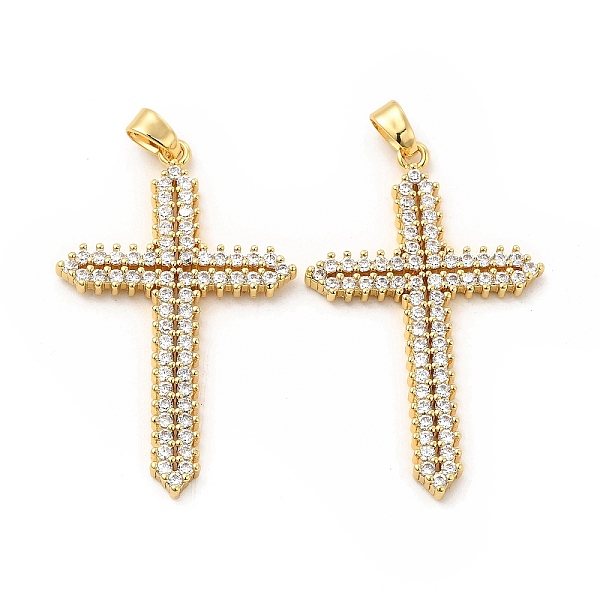 

PandaHall Brass Micro Pave Cubic Zirconia Pendants, Religion Cross Charm, Golden, Clear, 37.5x23.5x2.5mm, Hole: 4x2.5mm Brass+Cubic Zirconia...