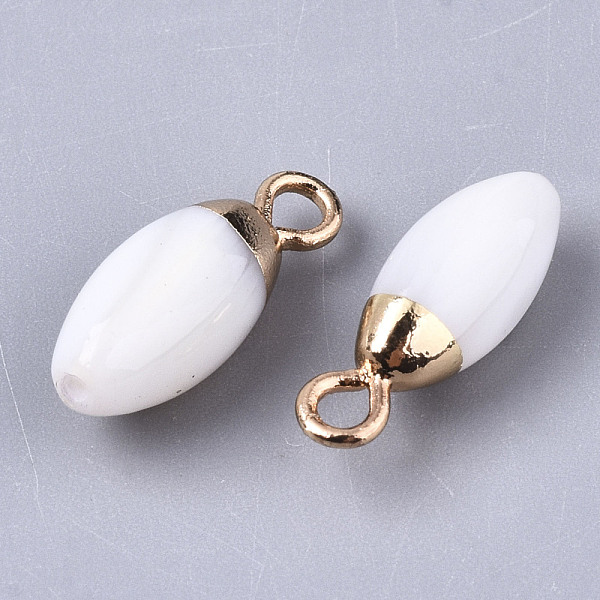

PandaHall Natural Freshwater Shell Charms, with Light Gold Plated Brass Loop and Half Drilled Hole, Teardrop, Creamy White, 14~15x5mm, Hole...