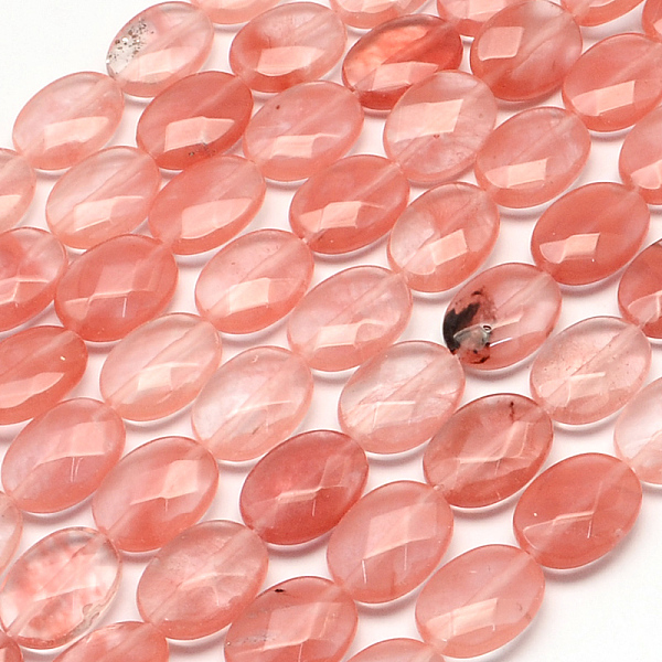 

PandaHall Faceted Oval Cherry Quartz Glass Beads Strands, 15.5~16x11.5~12x6mm, Hole: 1mm, about 13pcs/strand, 8.26 inch Cherry Quartz Glass...
