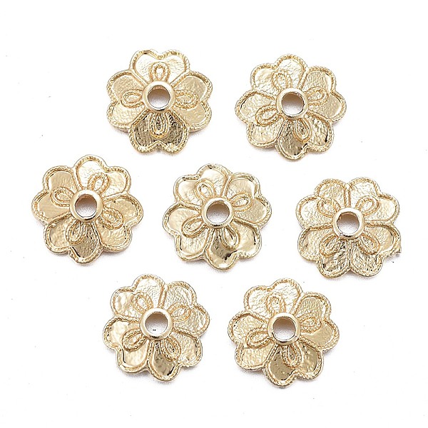 

PandaHall Brass Bead Caps, 4-Petal, Flower, Real 18K Gold Plated, 7.5x2mm, Hole: 1.2mm Brass