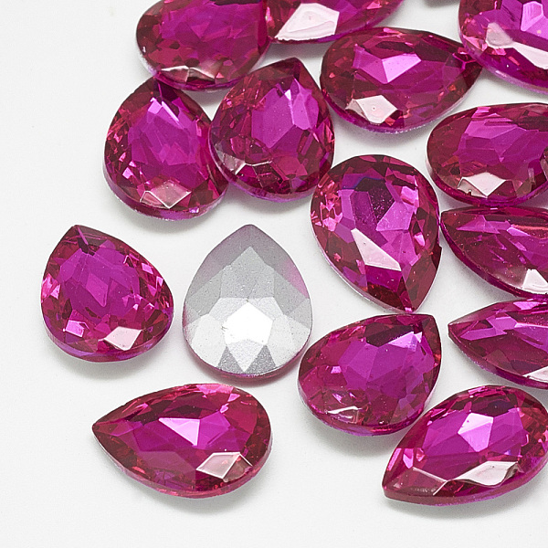 

PandaHall Pointed Back Glass Rhinestone Cabochons, Back Plated, Faceted, teardrop, Rose, 18x13x5mm Glass Rhinestone Teardrop Pink