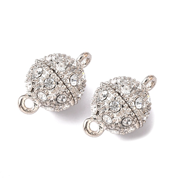 Alloy Rhinestone Magnetic Clasps With Loops