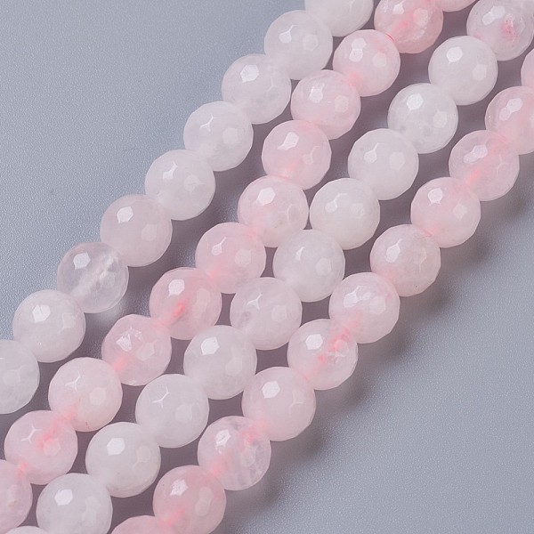 

PandaHall Natural Rose Quartz Beads Strands, Faceted, Round, 8mm, Hole: 1mm Rose Quartz Round Pink
