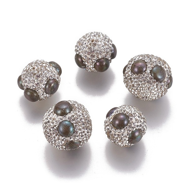 

PandaHall Natural Pearl Beads, with Polymer Clay Rhinestone, Round, 17~20mm, Hole: 1mm Pearl Round White