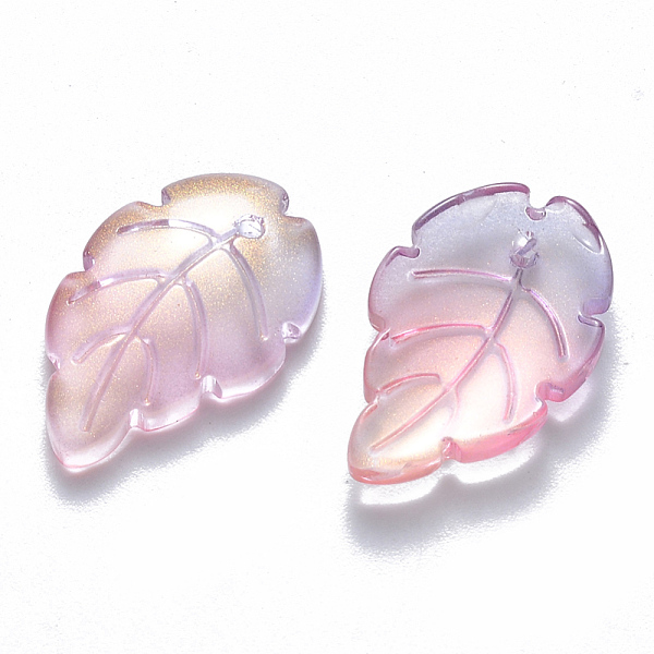 

PandaHall Two Tone Transparent Spray Painted Glass Pendants, with Glitter Powder, Leaf, Pearl Pink, 23.5x15x3.5mm, Hole: 1.5mm Glass Leaf...