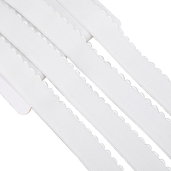 

PandaHall Gorgecraft Flat Polyester Elastic Cord, Single Wavy Edged Cord with Latex, Clothes Accessories, White, 24.5~25mm Elastic Fibre...