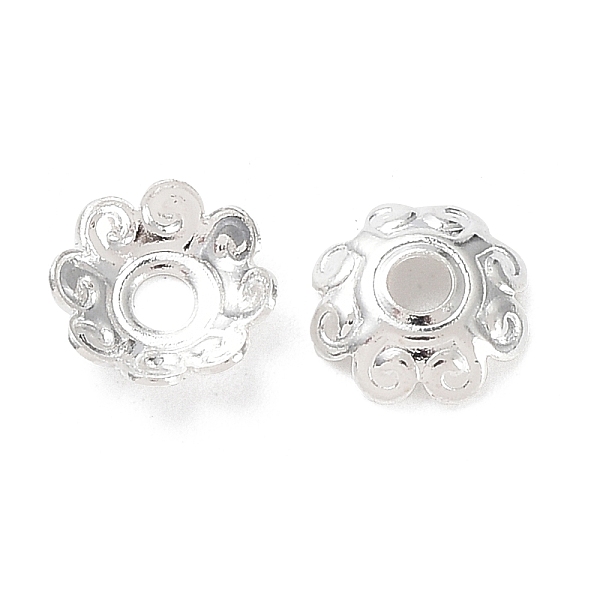 

PandaHall Brass Bead Caps, Cadmium Free & Lead Free, Flower, 925 Sterling Silver Plated, 7x7x2mm, Hole: 1.8mm Brass