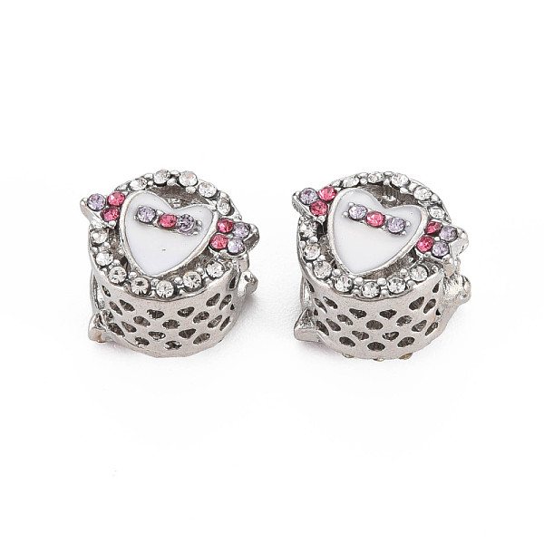 

PandaHall Rack Plating Alloy Enamel European Beads, with Crystal & Rose Rhinestone, Large Hole Beads, Cadmium Free & Nickel Free & Lead Free..., Clear