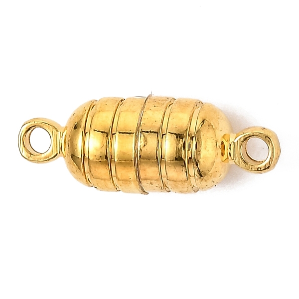 

PandaHall Brass Magnetic Clasps with Loops, Oval, Golden, 15.5x5.5mm, Hole: 1.5mm Brass Oval