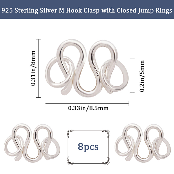 Creatcabin 8 Stück 925 S-Hakenverschlüsse Aus Sterlingsilber