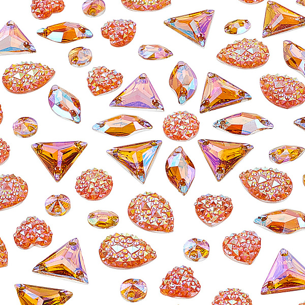 

PandaHall 160Pcs 8 Style Sew on Rhinestone, Resin Rhinestone, 2-Hole Links, Flat Back & Back Plated, Garments Accessories, Mixed Shape..., Yellow