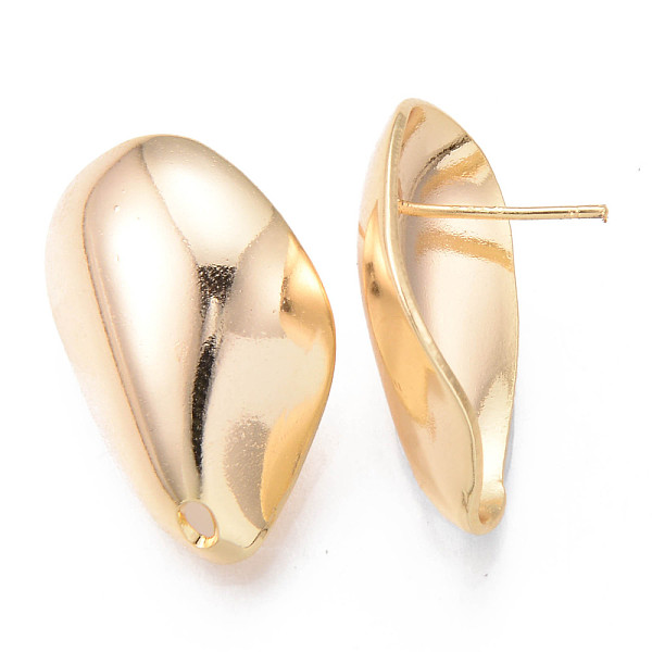 

PandaHall Brass Stud Earrings Findings, Nickel Free, Twist Teardrop, Real 18K Gold Plated, 24x16mm, Hole: 1.4mm, Pin: 0.7mm Brass Teardrop