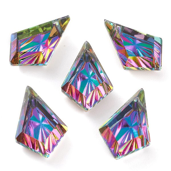 

PandaHall Embossed Glass Rhinestone Pendants, Faceted, Kite, Volcano, 19x12x5.5mm, Hole: 1.2mm Glass Rhombus Multicolor