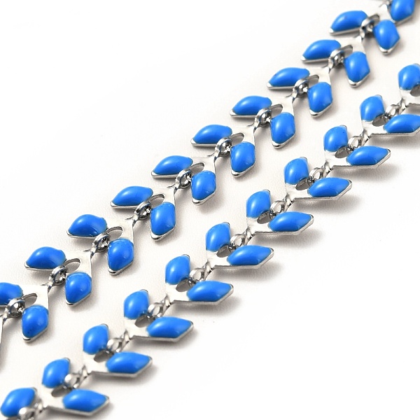 

PandaHall 304 Stainless Steel Cobs Chains, with Enamel, Soldered, with Spool, Dodger Blue, 6x1.5~2mm Stainless Steel+Enamel