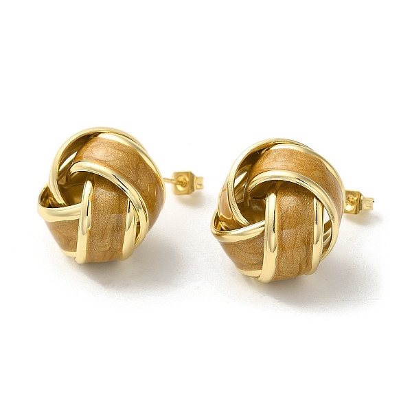 Real 18K Gold Plated Iron Enamel Stud Earrings for Women