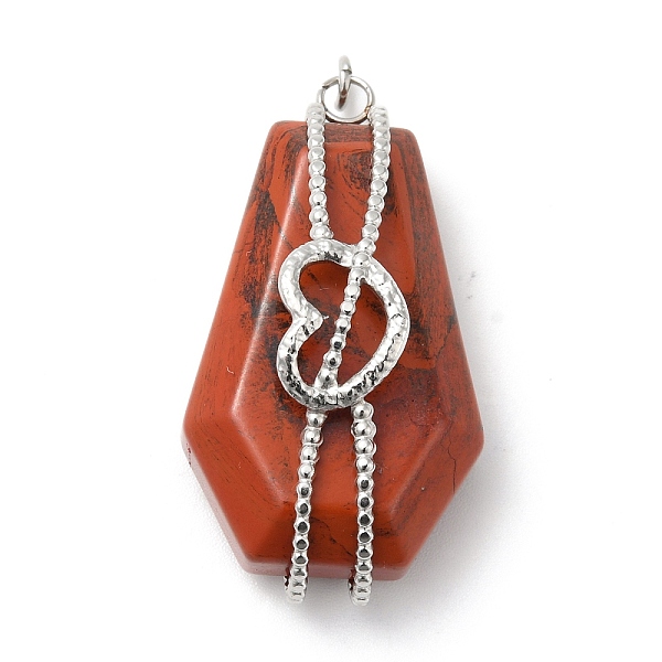 

PandaHall Natural Red Jasper Pendants, Hexagon Charm, with Stainless Steel Color Plated 304 Stainless Steel Heart Findings and Jump Rings...