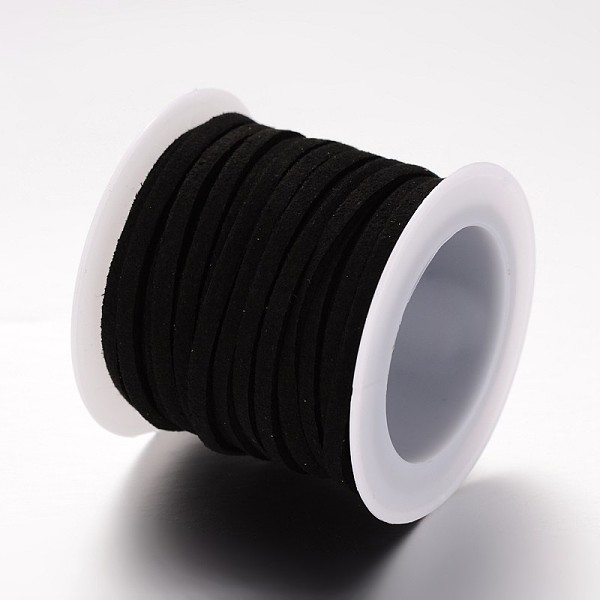

PandaHall Faux Suede Cord, Faux Suede Lace, Black, 3x1.5mm, about 5.46 yards(5m)/roll, 25rolls/bag Faux Suede Black