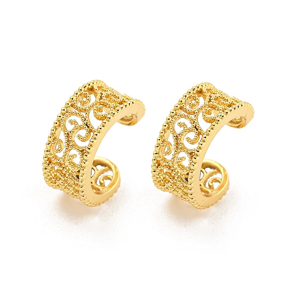 

PandaHall Rack Plating Brass Cuff Earring, Cadmium Free & Lead Free, Long-Lasting Plated, Hollow Lace, Real 18K Gold Plated, 13x6mm Brass...
