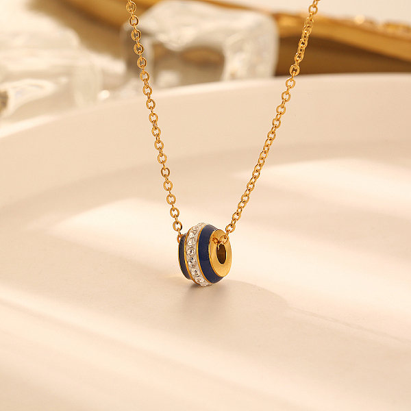 

PandaHall Round with Rhinestone Pendant Necklaces, Stainless Steel Cable Chain Necklaces for Women Stainless Steel