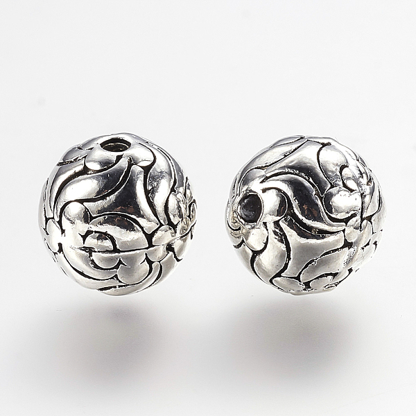 

PandaHall Brass Beads, Round, Antique Silver, 11.5mm, Hole: 1.5mm Brass Round