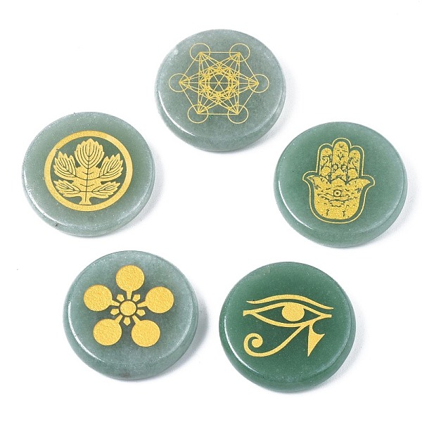 

PandaHall Natural Green Aventurine Cabochons, Flat Round with Mixed Pattern, 25x5mm, about 6pcs/bag Green Aventurine Flat Round