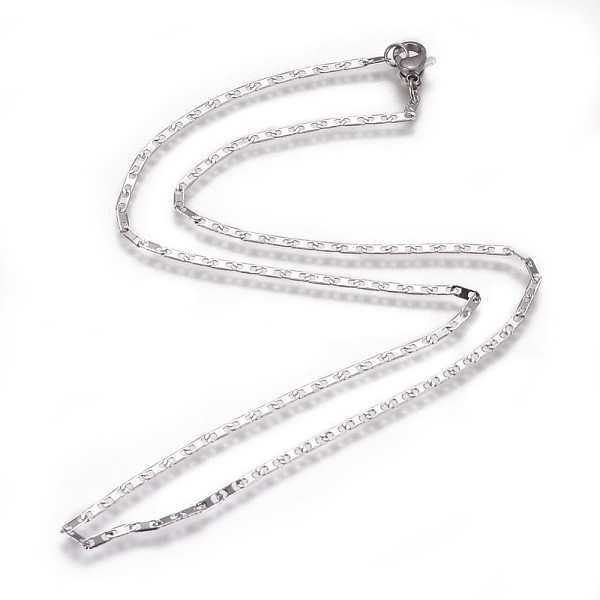 

PandaHall 304 Stainless Steel Mariner Link Chain Necklaces, with Lobster Claw Clasps, Unwelded, Stainless Steel Color, 15.9 inch(40.5cm)...