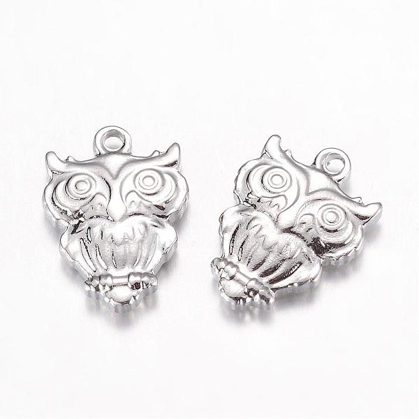 

PandaHall 201 Stainless Steel Pendants, Owl, Stainless Steel Color, 16x12x3.5mm, Hole: 1mm 201 Stainless Steel Owl